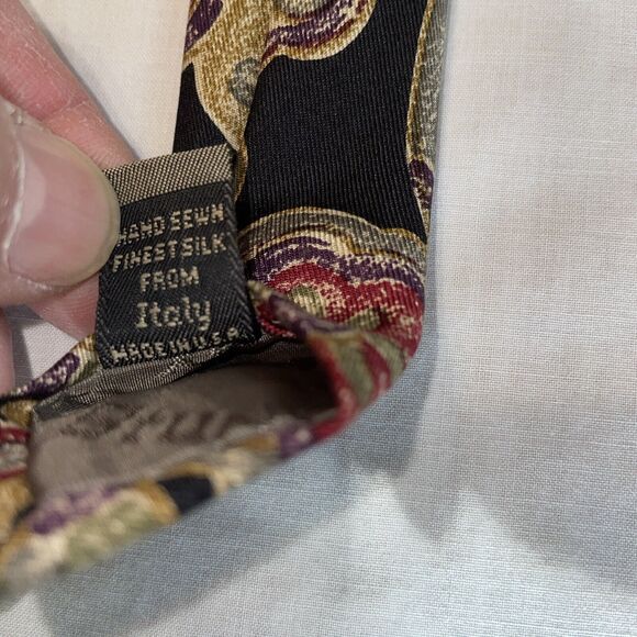 Talbott Studio Dress Tie Mens Size 58" Black Beige Floral 100% Silk Designer US - Picture 3 of 12